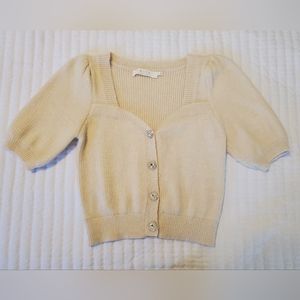 Astr the Label Cream Button-Up short sleeve Cardigan